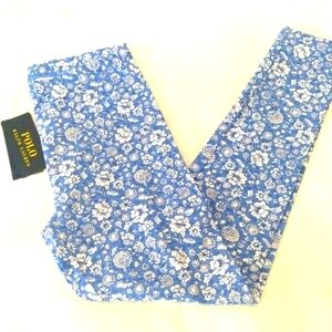 New polo Ralph Lauren girls full leg stretchy blue floral legging Sz M (8-10)